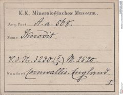 Etiketten zu Skorodit (NHMW-MIN-Aa568)